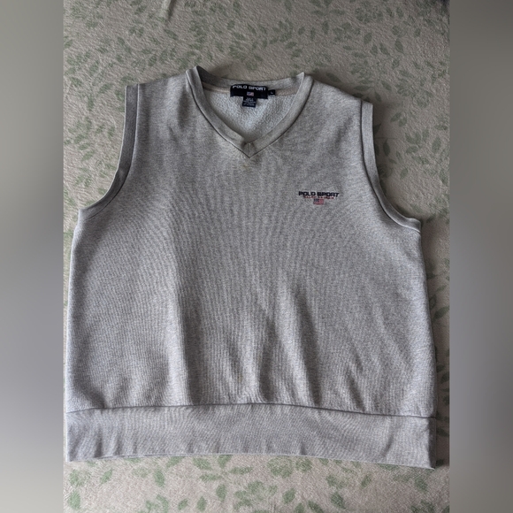 Vintage Polo Sport Ralph Lauren Gray Fleece Sweater Vest Men’s L USA Made